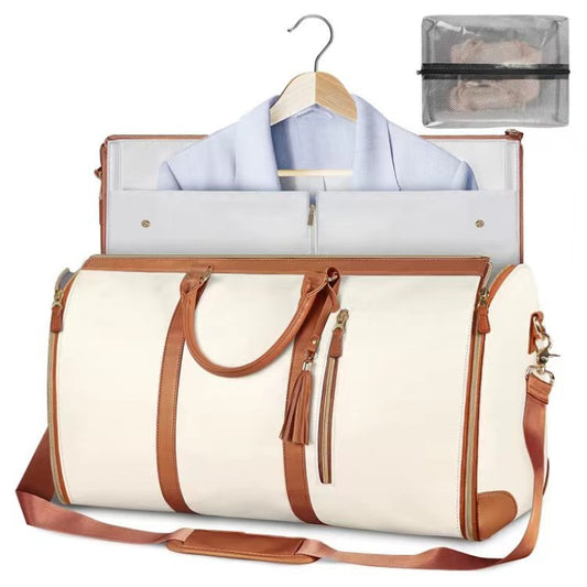 Ready stock suit bag large capacity carry-on clothing bag large PU leather duffel bag portable handbag travel bag